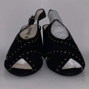 Anne Klein Black Suede Criss-Cross Slip-On Shoes